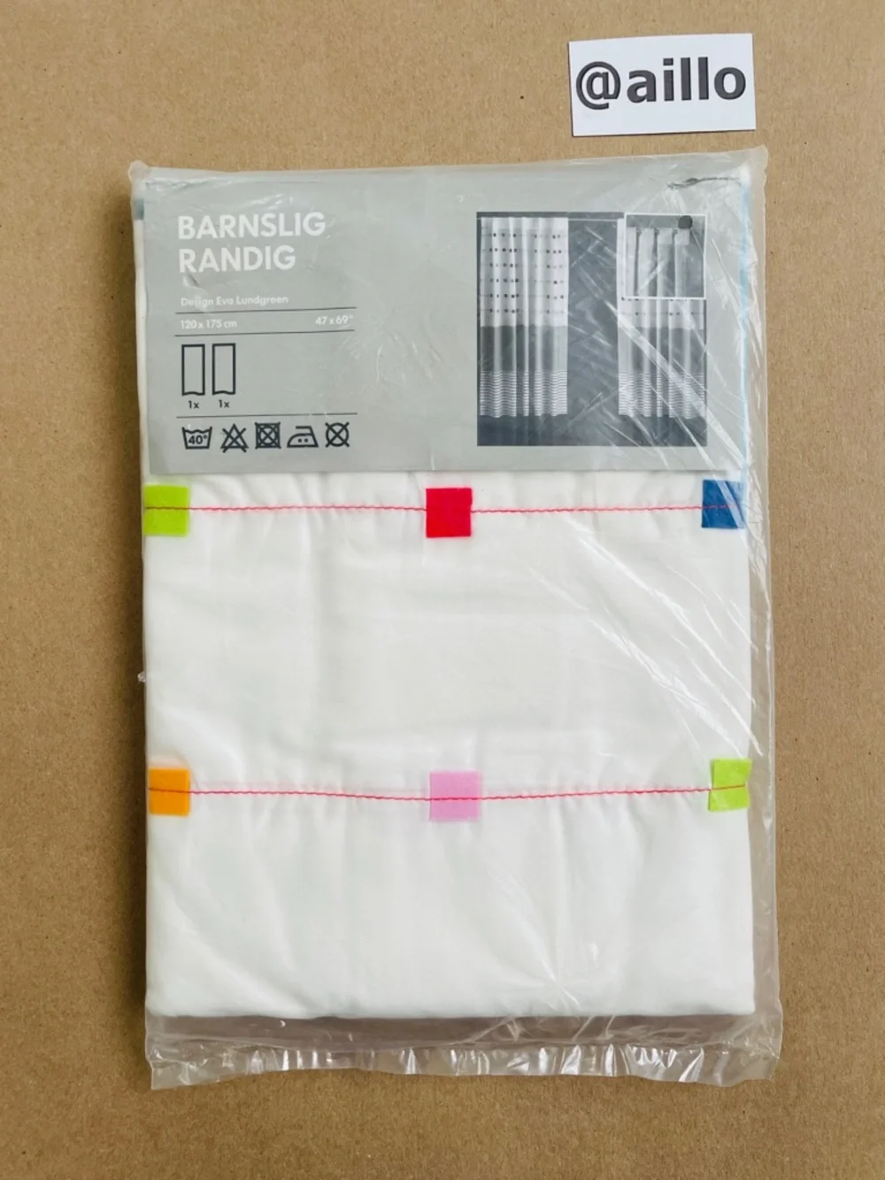 2 IKEA BARNSLIG RANDIG Short curtains, multicolor